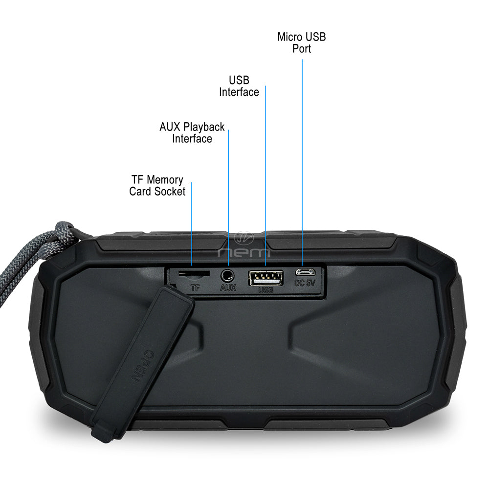 Water Resistant Bluetooth Speaker Enhanced Bass